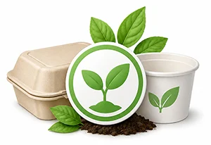 Compostable custom packaging options for eco-friendly food packaging and sustainable packaging bags.