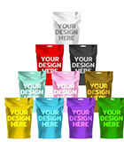 Custom printed stand up pouches in multiple colors for food packaging brands
