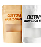 Custom stand up pouches with clear window for food and snack packaging