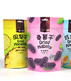 Custom dried fruit stand up pouches with vibrant food packaging design