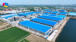 Aerial view of Honghai flexible packaging factory manufacturing custom stand up pouches and packaging bags in China
