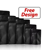 Matte black smell proof mylar bags in multiple sizes for custom packaging