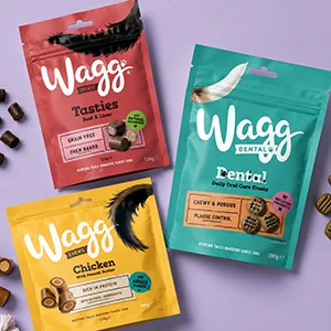 Colorful custom dog treat pouches for retail pet snack packaging