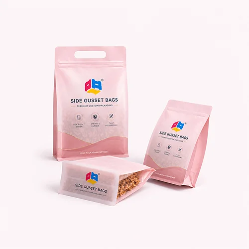 Custom side gusset bags for bulk products, coffee beans, and food packaging with fully customizable features