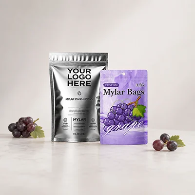 Polyester pouch packaging solution showing custom mylar and polyester bags for food and specialty products