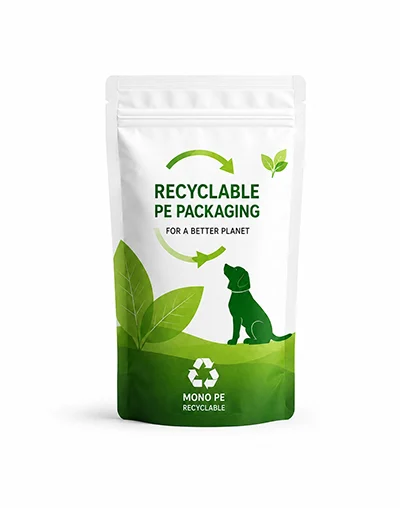 Recyclable PE pet food packaging pouch for custom dog food bags