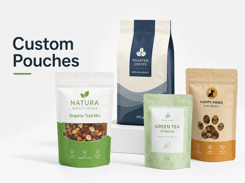 Custom printed pouches for coffee, tea, snacks and pet products in B2B packaging applications