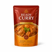 Custom printed curry retort pouch for ready-to-eat meal packaging