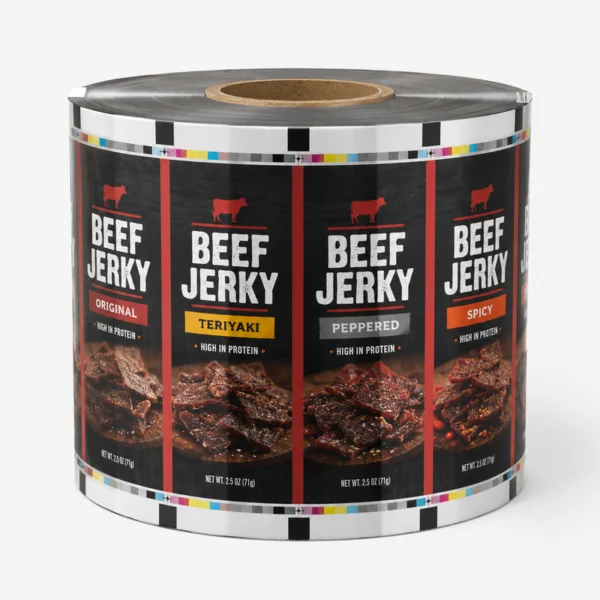 Custom printed beef jerky packaging rollstock film for automatic packing machines