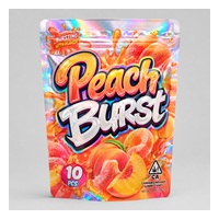 Colorful holographic custom Mylar pouch for peach gummy packaging