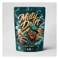 Custom 3.5g cannabis Mylar bag with teal street-art printing and resealable zipper