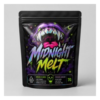 Black custom 7g Mylar stand-up pouch with holographic artwork and high-barrier structure