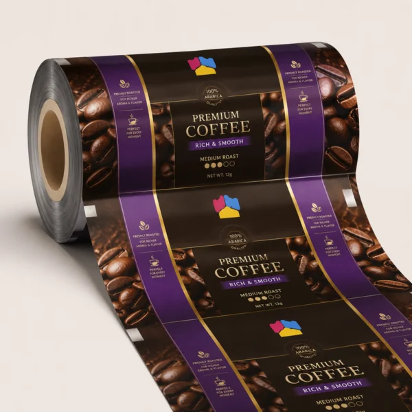 Custom printed coffee packaging roll film for automatic coffee packing machines