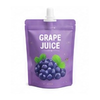 Purple high-barrier grape juice stand-up pouch with spout and cap