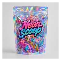 Custom holographic 3.5g Mylar pouch with colorful ice cream graphic and zipper