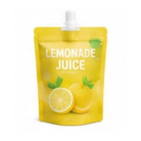 Yellow custom lemonade spout pouch with leak-resistant cap