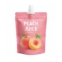 Custom pink peach juice stand-up spout pouch for retail packaging