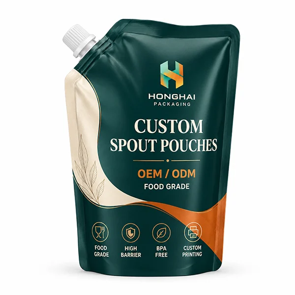 Custom spout pouches with OEM ODM food grade packaging design by Honghai Packaging