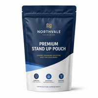 Custom printed stand-up pouch with resealable zipper and retail-ready branding.