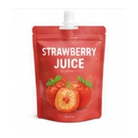 Red custom strawberry juice stand-up pouch with spout and cap