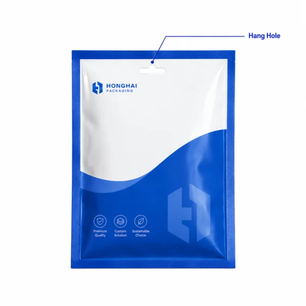 Hang hole option for three side seal bags for retail hanging display