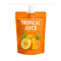 Custom orange tropical juice spout pouch for beverage brands
