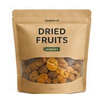 Kraft paper style stand-up pouch with clear window for dried fruit packaging