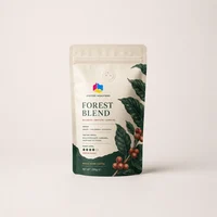 Custom printed stand-up coffee pouch with zipper and degassing valve