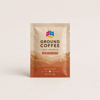 Custom three-side seal pouch for ground coffee sample packaging