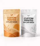 Custom printed mylar bags featuring creative packaging artwork, premium printing, and resealable stand-up pouch designs.
