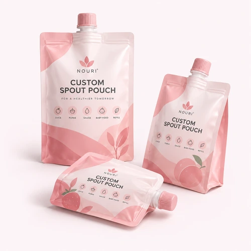 Custom printed spout pouches for juice, puree, sauce, baby food and liquid refill packaging.